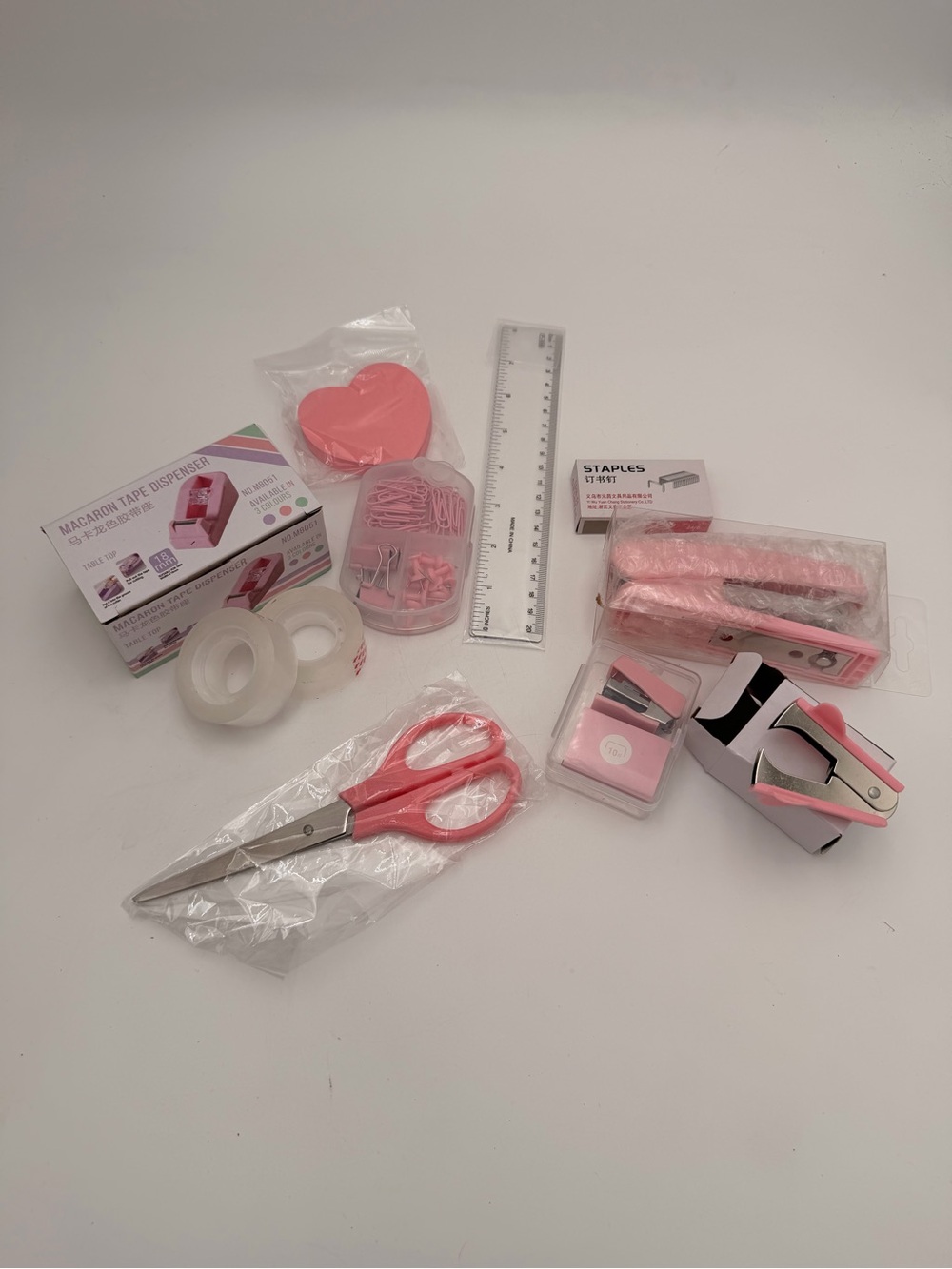 Pink Office Supply Kit - Assorted Pink Desk Accessories